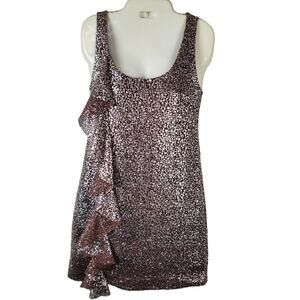 ✨ Guess Gold Foil Mini Dress ✨ Retro Ruffle Bodycon Disco Glam Junior 3